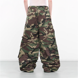 Wholesale Loose <b>Camo</b> Print Wide Leg <b>Cargo</b> Pants High Quality Custom Utilitarian Paneled Cotton Multiple Pockets <b>Cargo</b> <b>Trousers</b> - Product Image 2