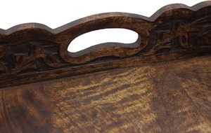 Plateau en bois naturel fait main avec poignée intégrée Plateau de service de haute qualité pour restaurant à la maison Dessert alimentaire - Product Image 3