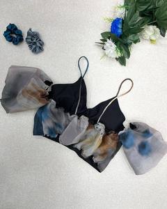 Diseñador azul Jimmy Organza seda Digital impreso Lehenga Choli patrón en cascada Dupatta para función de boda de fiesta tradicional - Product Image 6