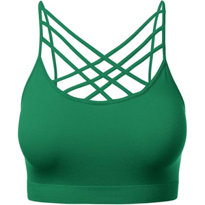 Vente chaude couleur unique soutien suspendu cou profond U dos nu soutien-gorge de sport pour les femmes - Product Image 1