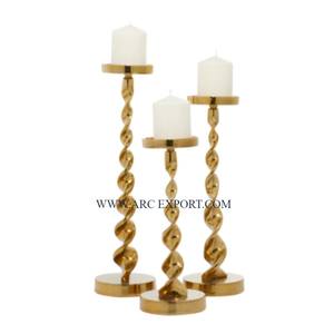 Set of 3 Luxurious Decorative Candle Holders Made of Gold Metal <b>Candlestick</b> Candle Holder Wholesale Home Lighting Accessories - Product Image 1