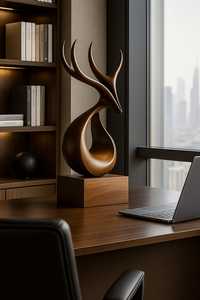 รูปปั้นกวางวอลนัททำมือ | ของตกแต่งรูปสัตว์ทำจากไม้แบบมินิมอล | เหมาะสำหรับโต๊ะสำนักงานและของตกแต่งภายในบ้าน - Product Image 2