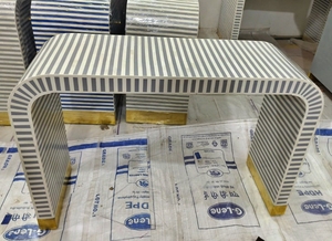 Mesa de consola con incrustaciones de hueso de cascada marroquí hecha a mano, diseño religioso exótico único para entrada, sala de estar, comedor, decoración - Product Image 5