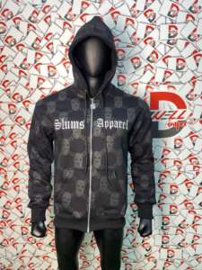 Sudaderas con capucha con cremallera unisex All-Over Screen Printed 100% algodón Blended Solid Pattern Hooded Collar Multi-Color Full Print - Product Image 4