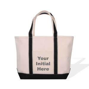 Initial Beach <b>Tote</b> Bag Eco-Friendly Cotton Fabric Recyclable Long Handle for Daily Use Advertising or Gift - Product Image 3