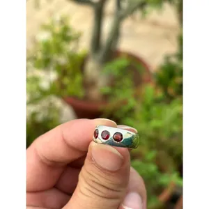 Natural Three <b>Garnet</b> <b>Ring</b> 925 Sterling <b>Silver</b> Handmade Gemstone Jewelry Wholesale Supplier - Product Image 3