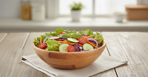 Cuencos Redondos Decorativos de Madera para Servir Ensaladas, Frutas y Aperitivos, Estilo Cocina Japonesa Moderna - Product Image 1