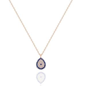 Larme goutte Zircon collier or Rose 925 argent Sterling bleu charme Lariat Design délicat bijoux cadeau pour les femmes - Product Image 4