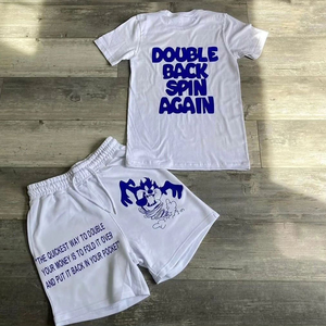 Conjunto de Shorts Gráficos Blancos Personalizados para Hombre, Ropa Urbana de Dos Piezas, Camiseta Estampada y Shorts, Ropa de Verano - Product Image 4