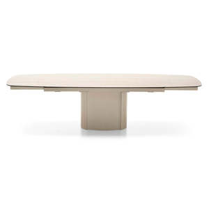 Table à manger minimaliste Yoroi, collection Capsule, extensible, ovale et carrée, en bois massif, assemblée et extensible, meubles pour la maison - Product Image 1