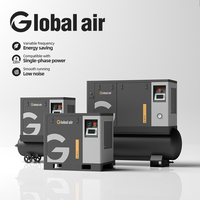 Compresseur d'air industriel à vis portable monophasé 220V petit 7.5KW silencieux 10HP avec sécheur et réservoir de gaz CE pour voiture