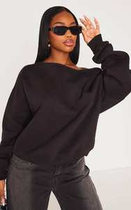 Sudadera de Punto de Invierno de la Mejor Calidad para Mujer, Negra, Suave al Tacto, con Borde Crudo, Holgada, de Manga Larga, para Hacer Ejercicio en el Gimnasio, 100% Algodón - Product Image 4