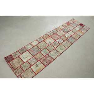 Turkish Rug 2x7.4 ft, <b>Red</b> Brown Moroccan <b>Wool</b> Vintage Rug - Product Image 4