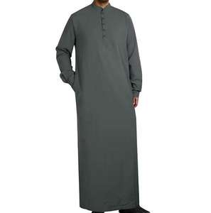 Jubbah Thobe à manches longues pour hommes Abaya émirati Thobe pour hommes Kaftan musulman Arabie Saoudite Djellaba Islam Vêtements - Product Image 3