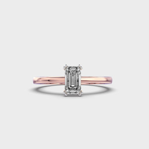 14K oro solitario 1,0 quilates corte esmeralda laboratorio cultivado diamante anillo de compromiso Día de la mujer regalo especial para novia IGI certificado - Product Image 1