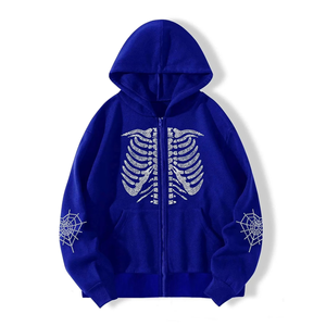 Haute qualité Street Design personnalisé 2025 strass à capuche surdimensionné fermeture éclair coton à capuche strass nouveau sweat à capuche - Product Image 1