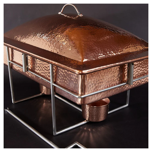 Ensemble de chauffe-plats en cuivre fait à la main en acier inoxydable durable avec chauffage au carburant pour mariage buffet d'hôtel aspect antique meilleure fonction - Product Image 1