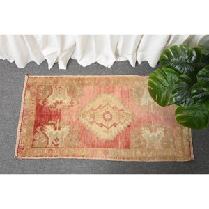 Alfombra Turca Vintage Roja Beige de 160 x 310 cm, Alfombra Rectangular Grande de Pelo Medio con Base de Látex, Diseño de Patchwork Ecológico - Product Image 1