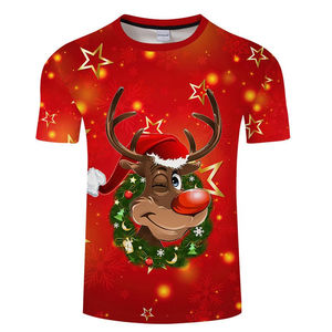 Women <b>Red</b> Merry Christmas Shirt <b>Ladies</b> Unisex Christmas Logo Printed T-Shirt Cotton Wholesale Christmas T Shirt for Women - Product Image 3