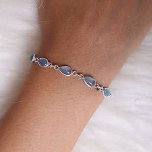 925 Sterling Silver Handmade Gemstone Calcedony Bracelet Bijoux 925 Solide Meilleure Qualité Cadeau De Mariage Bracelet De Designer Naturel - Product Image 6