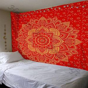 Tapiz de Mandala bohemio indio, tapices colgantes de pared con estampado Digital de algodón Hippie, decoración del hogar para dormitorio, estampado Floral 100% - Product Image 1