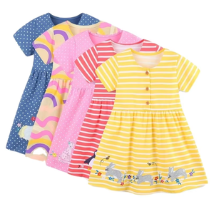 Vestidos de Verano para Niñas, 2 Piezas, Colores Variados, con Lindo Bordado de Animales, Vestidos Tejidos para Niñas para Actividades al Aire Libre - Product Image 2