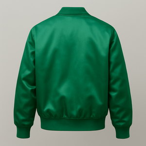 Veste universitaire en satin personnalisée de qualité supérieure | Bomber haute brillance avec broderie et logo chenille | Vente en gros d'usine OEM/ODM - Product Image 2