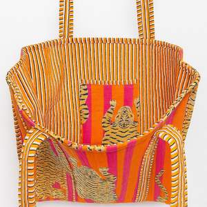 Sac fourre-tout pour femme en coton matelassé de qualité supérieure fait à la main 300 GSM Fermeture éclair Motif imprimé vintage Toile élégante Lavable Léger - Product Image 3