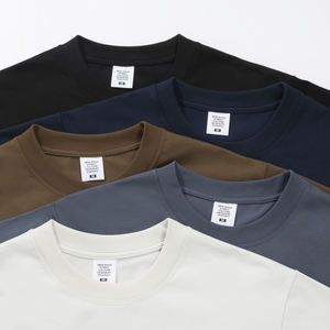 T-shirt noir personnalisé en coton épais, confortable, sans col, tricoté, avec boutons recouverts, coupe classique, impression numérique - Product Image 4