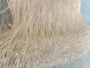 Garniture en franges de perles noires pour la haute couture, franges de perles avec gouttelettes - Product Image 3