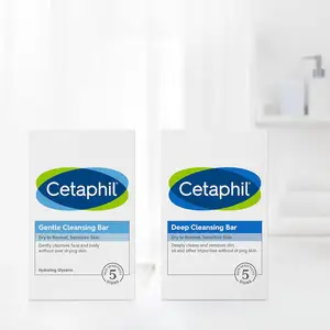 Xà phòng thanh Cetaphil, làm sạch sâu mặt và thanh cơ thể, gói 3, cho da khô đến bình thường, da nhạy cảm, không xà phòng, không gây dị ứng