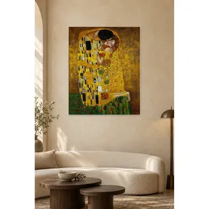Fida Klimt The Kiss Impression sur toile à motif doré - Product Image 4