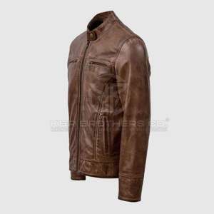 Veste d'hiver en cuir véritable à la mode pour hommes, vêtements d'extérieur chauds et durables avec style moderne, veste d'hiver en cuir décontractée et élégante pour hommes - Product Image 6