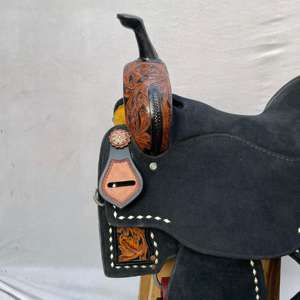 Ensemble de selle en cuir western avec décorations de barrel racing haut de gamme, en bois |   Accessoires en acier inoxydable façonnés à la main, ensemble de tack gratuit pour l'équitation - Product Image 2