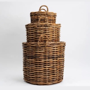Handwoven <b>Rattan</b> <b>Storage</b> <b>Basket</b> Set Natural Decorative Wicker <b>Baskets</b> with Handles for Home Organization - Product Image 3
