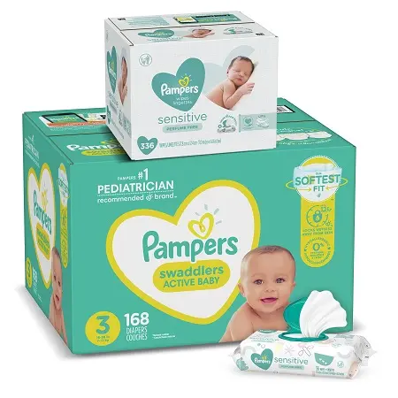 Windeln Größe 3, 168 Count und Baby Wipes - Pampers Swaddlers Einweg-Baby windeln und Wasser Baby Wipes Sensitive Pop-Top Pack