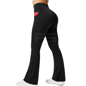 Women's <b>Flare</b> <b>Leggings</b> High Waist Stretch Fabric Wide Leg Yoga Pants Breathable Eco-Friendly Spandex/Nylon Custom Activewear - Product Image 2