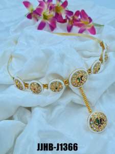 Bande de cheveux Rajputi exquise bijoux ethniques fabriqués à la main pour les femmes idéales pour les occasions de mariée, de mariage, de fête et de festival en gros - Product Image 3