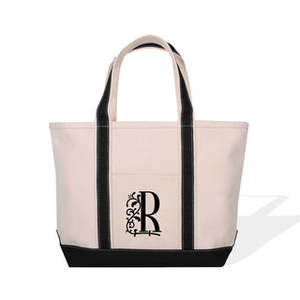 Initial Beach <b>Tote</b> Bag Eco-Friendly Cotton Fabric Recyclable Long Handle for Daily Use Advertising or Gift - Product Image 2