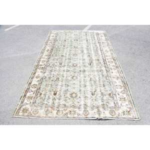 Tapis turc à fleurs bleu beige vintage grande surface tapis en laine de 6.5x9.9 pieds avec support en latex pour salon couloir pour adolescents - Product Image 1