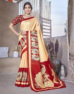 Sari de seda de arte informal para mujer con blusa estampada ligera para fiestas de verano o invierno Brunch DE TRABAJO Looks festivos simples - Product Image 3