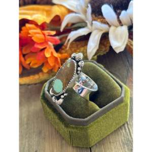 Bague ajustable artisanale en argent sterling et turquoise, sertie en grappe, style Southwest, non-natif, unisexe, pour usage quotidien - Product Image 4