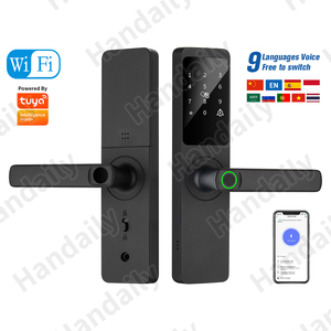 Tuya Wifi Cerradura Inteligente木製電子指紋キーレスRFIDデジタルスマートドアロックリモコンアパート用 - Product Image 1