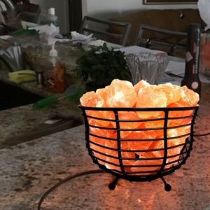 โคมไฟตะกร้าโลหะทรงชามเกลือหิมาลัยธรรมชาติแบบ100% ใหม่เครื่องฟอกอากาศแกะสลักเทคนิคตกแต่งบ้าน - Product Image 3