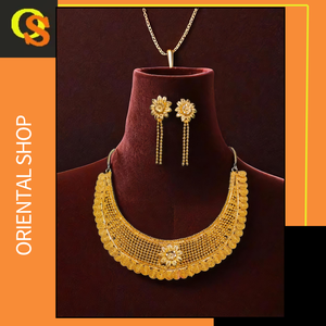 Premium Quality Necklace Earrings <b>Set</b> with 22K <b>Gold</b> Plated Unique Designed Women Wear Necklace Earrings <b>Set</b> <b>Jewelry</b> - Product Image 2