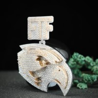 FTF Pendentif Aigle Moissanite entièrement serti de pierres, Collier en Argent Sterling 925, Bijoux Hip Hop Personnalisés pour Mariage, Hommes et Femmes
