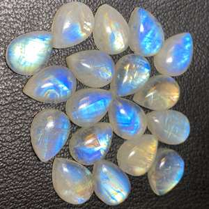 100% cabujón de piedra lunar azul Natural pulido a mano piedra preciosa suelta increíble Arco Iris piedra lunar forma de pera para hacer joyería de moda - Product Image 2