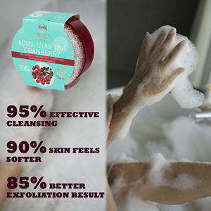 Jabón Sólido de Arándano de Lujo con Esponja, Hidratante y Exfoliante, Alta Calidad, Venta al por Mayor, Hecho en la UE - Product Image 2