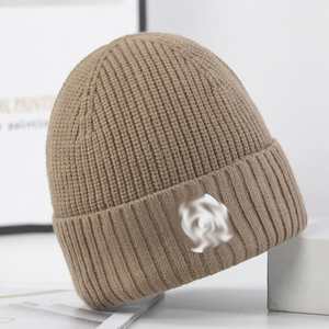 หมวกบีนนี่ฤดูหนาวสำหรับผู้ชายผู้หญิง, หมวกขนสัตว์100% ถักเรียบง่ายแฟชั่นกลางแจ้งให้ความอบอุ่นกันหนาวปัก3D ผู้ใหญ่ปรับแต่งได้ - Product Image 4