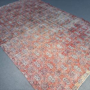 Turkish Vintage <b>Runner</b> Rug 0.6x10.7 ft, <b>Red</b> Blue Plants & trees Wool Rug - Product Image 2
